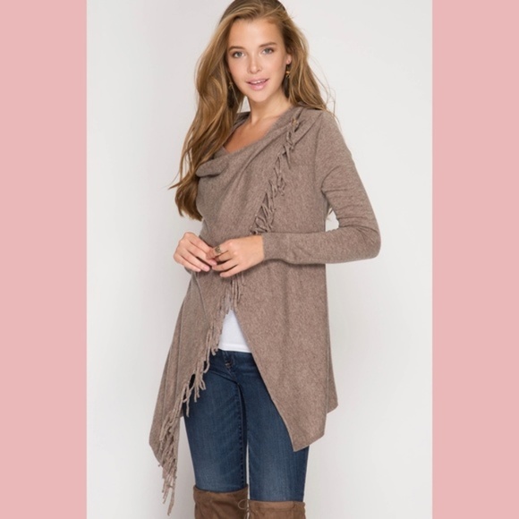 Sweaters - HP! Long Sleeve Sweater Wrap With Fringe